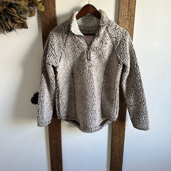 Cozy Sherpa Brown Long Sleeve Pullover 1/4 Zip Women's Small Size Cozy Warm - Picture 4 of 14